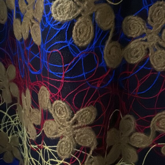 Zara Neon Blue Red Yellow Floral Embroidered Scribbles Tunic Dress Size M-L NWT - Picture 3 of 6